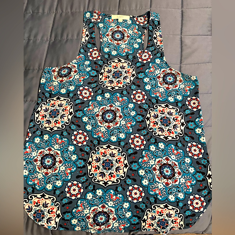 Floral patterned dressy blouse from Loft, size L.